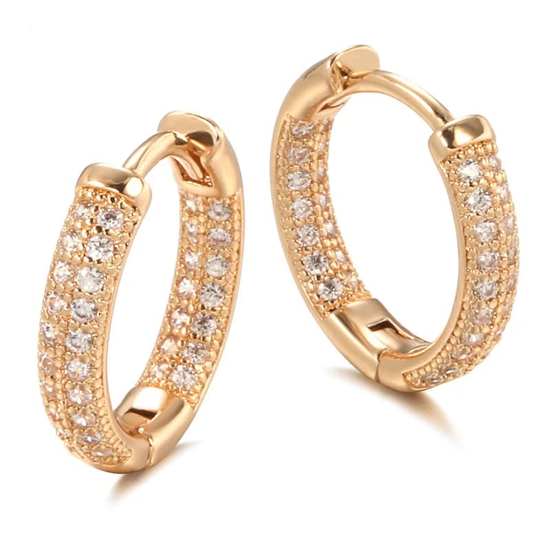Vrai bracelet d'oreille en or 14 carats avec diamants pour femmes, pour les soirées, pierre précieus