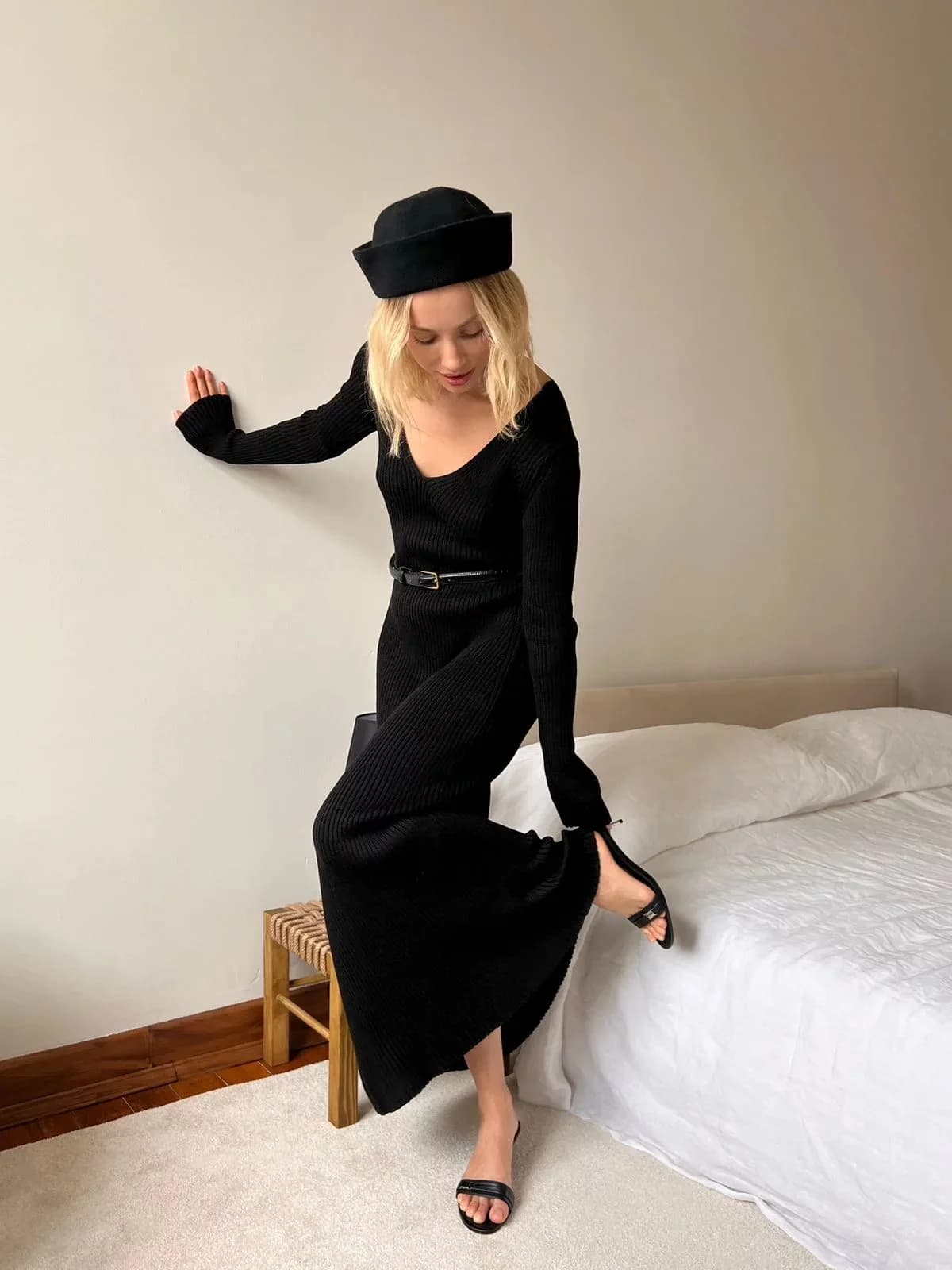 Jupe tricotée à manches longues, automne hiver, vêtements d'extérieur européens et américains, pull 