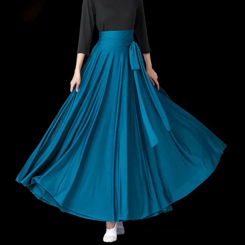 Jupe de danse flamenco pour femmes, jupe longue de danse du ventre 540 degrés, jupe à grand évasemen