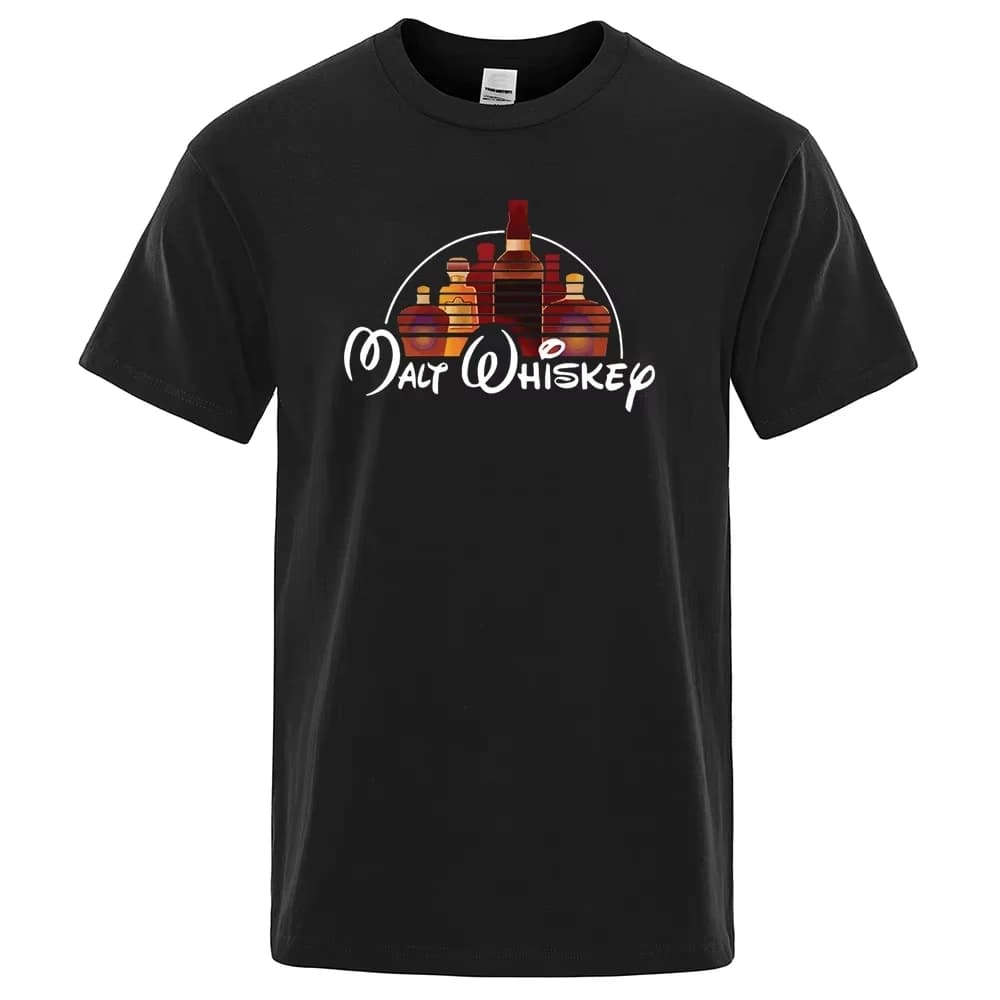 T-shirt en coton à imprimé graphique bouteille de whisky, drôle, décontracté, unisexe, mode urbaine,