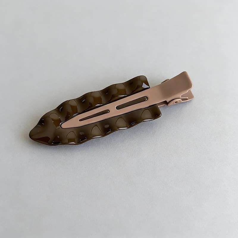 Pince à cheveux élégante marron métallisé pour femme, pince à frange latérale, pince pour cheveux on