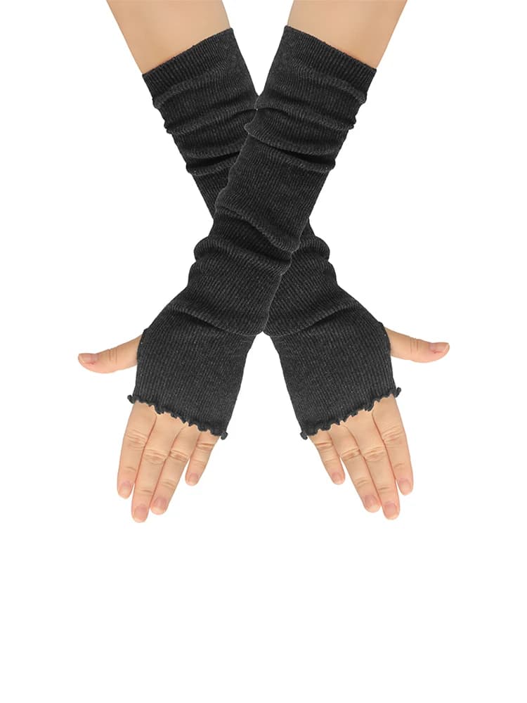 Mitaines longues tricotées sans doigts, chauffe-bras, mitaines extensibles au Crochet, gants longs d