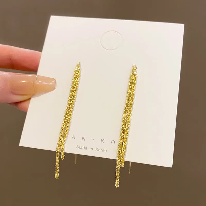 Boucles d'oreilles longues à pampilles pour femmes et filles, tendance, mode coréenne, Fine, mariage