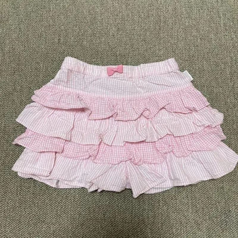 Kawaii Lolita rose doux nœud Mini jupes japonais JK filles mignon blanc volants à plusieurs niveaux 