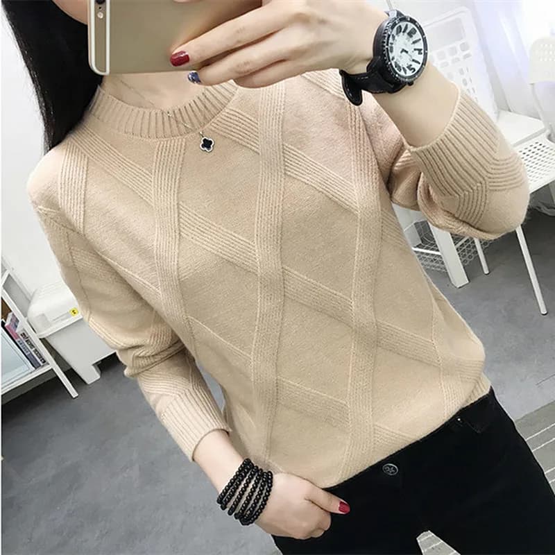 Femme à manches longues haut nouveau col rond Pull femmes chemise à bascule décontracté printemps au