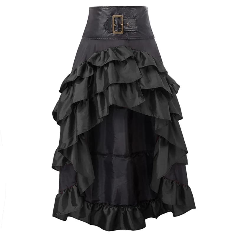 Jupes longues gothiques victoriennes asymétriques à volants pour femmes, jupe Corset, Steampunk Vint