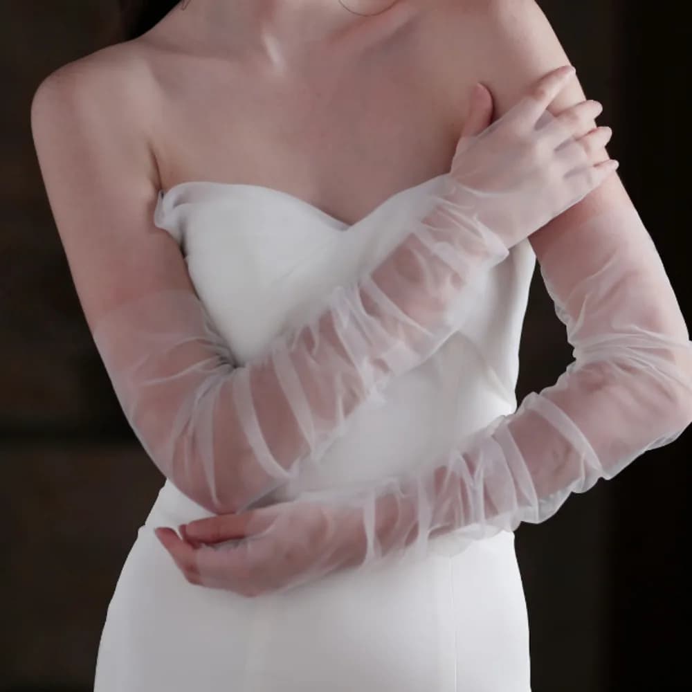 1 paire de manches de robe de mariée en dentelle, manches longues en tulle doux, manches élégantes e