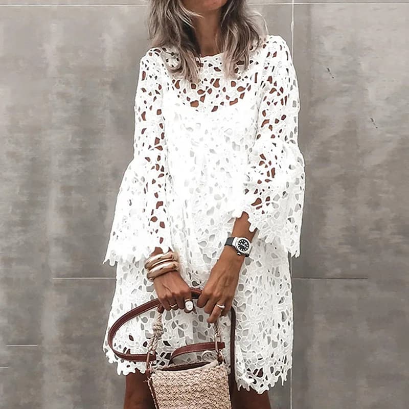 Robe élégante en dentelle florale pour femme, jupe courte, style décontracté, nouvelle collection ét
