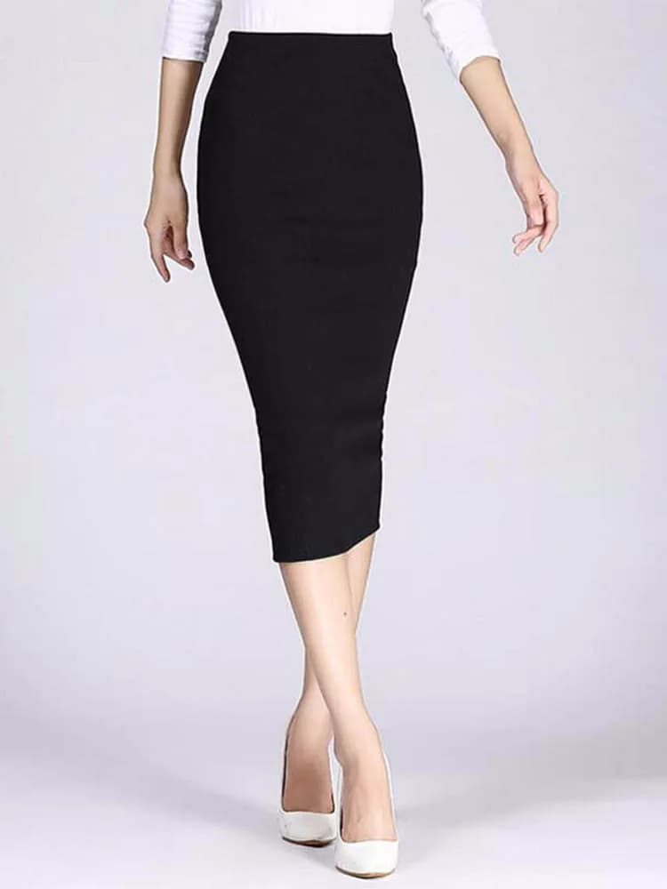 Jupe fendue extensible mi-mollet pour femme, jupe crayon mince, jupe en tricot pour femme, automne, 