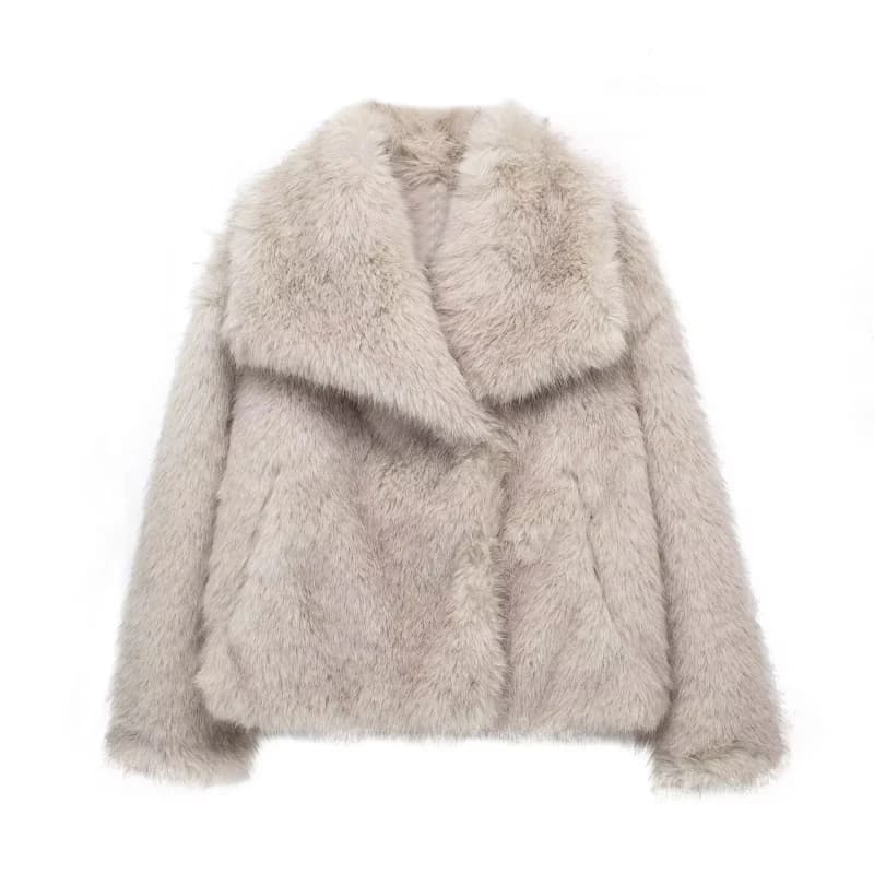 MUJER noir fausse fourrure manteau pour femmes automne hiver manteaux et vestes en peluche Streetwea