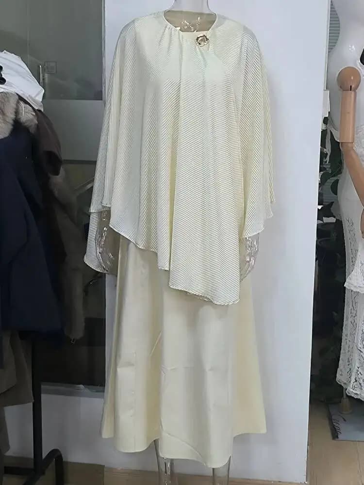 LGRQ – robe longue ample et élégante pour femmes, avec ourlet à volants, ensemble deux pièces, vêtem