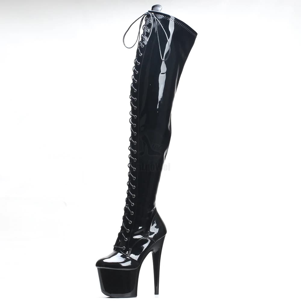 Bottes cuissardes à talon aiguille de 7 pouces avec plateforme, pour la danse exotique et la pole da