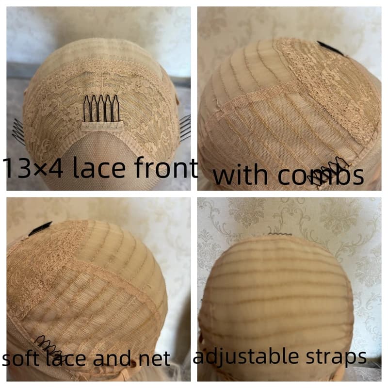 Perruque blonde Bob courte ondulée pour femme, perruques frontales en dentelle HD synthétique, surbr
