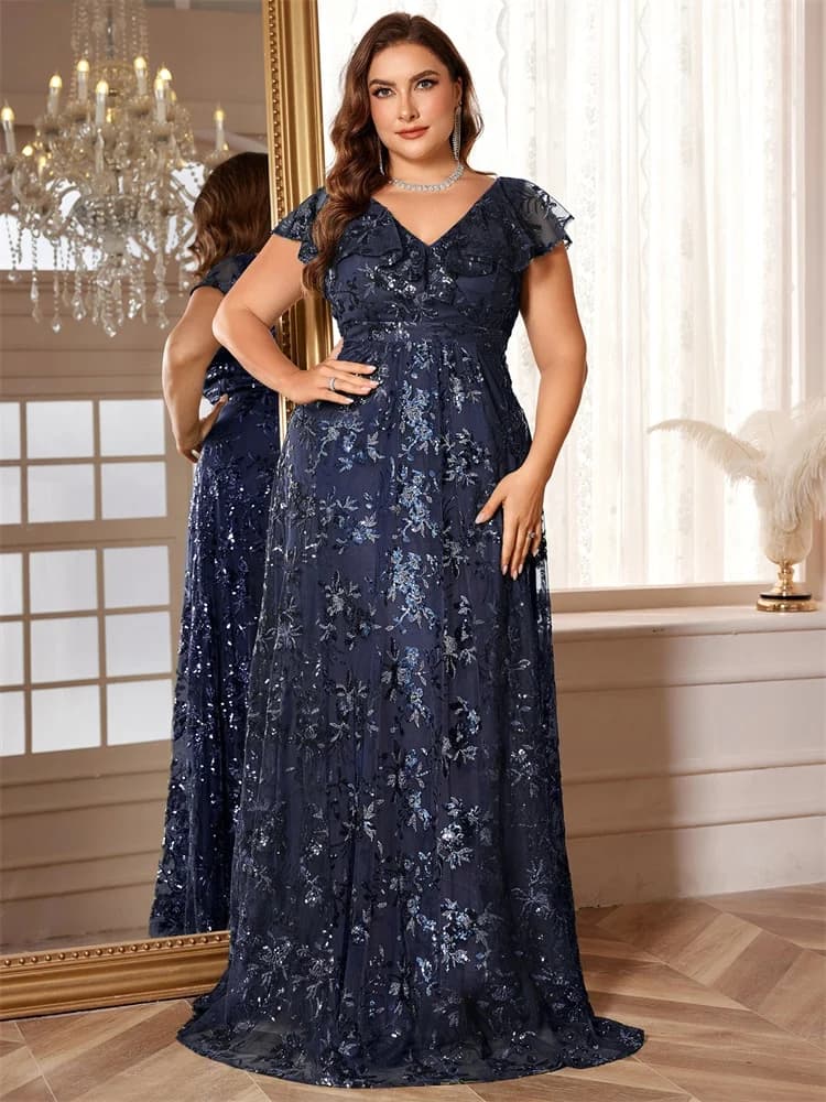 Robe de soirée longue Lucyinlove de luxe, col en V, longueur au sol, 2026, robe de soirée élégante p