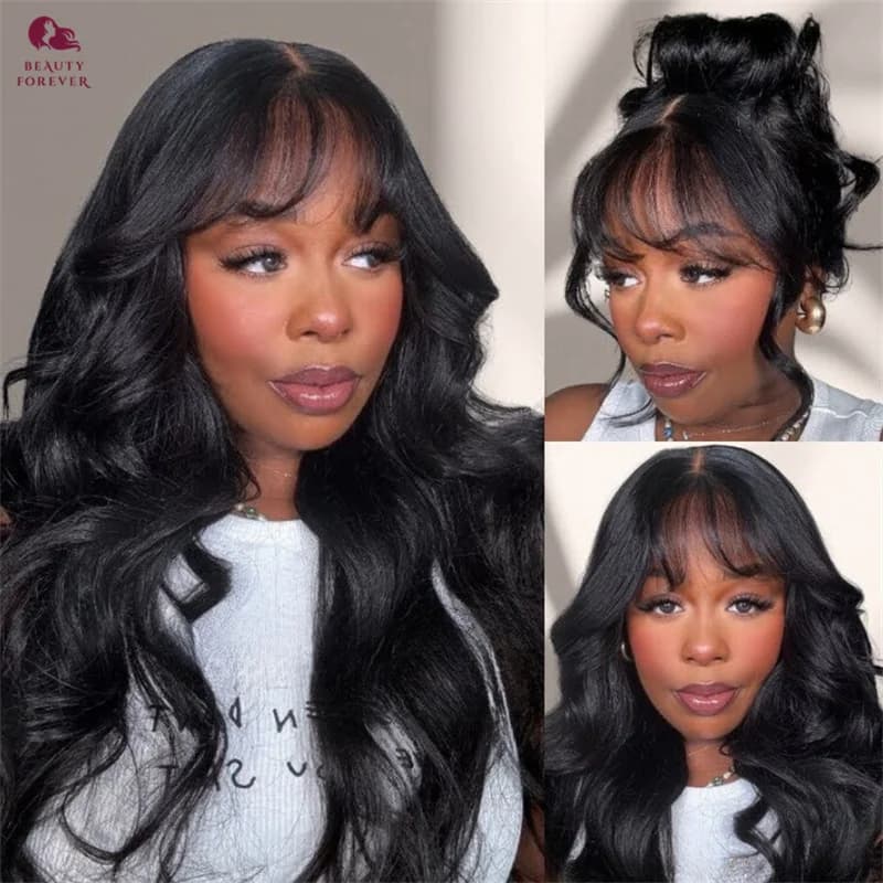 Beautyforever rideau frange sans colle perruque cheveux humains prêt à porter 7x5 Bye Bye noeuds moe