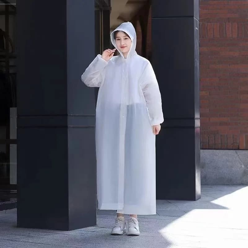 1PC Manteau de pluie long imperméable pour femme, veste de pluie à capuche en EVA, poncho pour homme