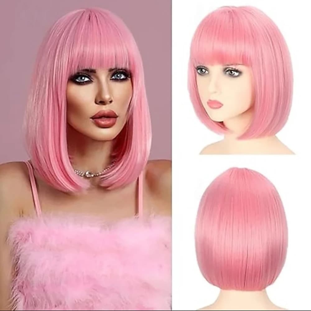 Perruques Bob courtes synthétiques avec frange, perruque de fête Cosplay lisse pour femmes, perruque