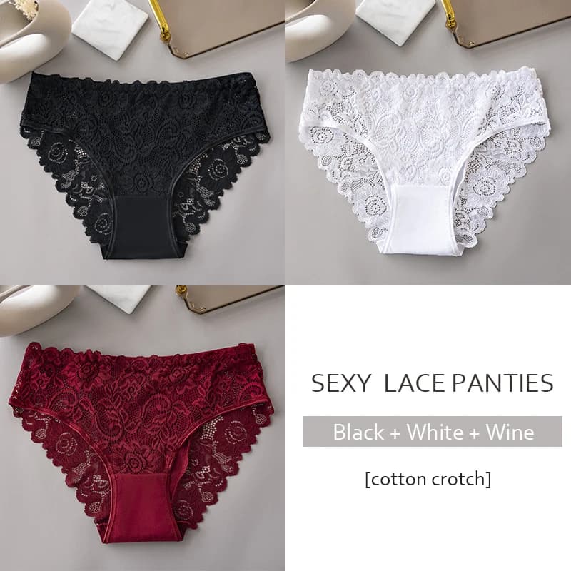 3 pièces/ensemble luxe broderie florale dentelle culottes femmes slips Sexy creux Lingerie femme sou