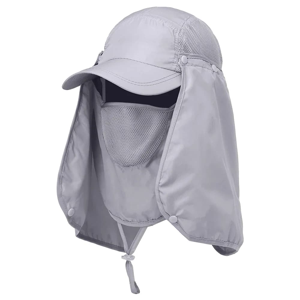 Casquette de pêche en plein air, chapeau visière de randonnée, protection UV, couvre-visage et cou, 