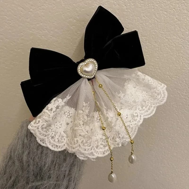 Belle Barrette pour femme en dentelle blanche, ruban de velours élégant, accessoires pour cheveux av