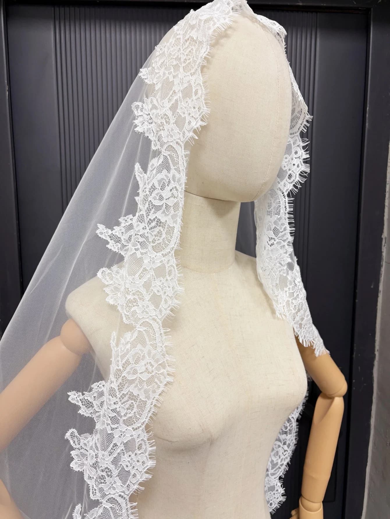 Nouveau Voile de Mariée Haut de Gamme en Dentelle de 3M de Long, Blanc Cassé/Ivoire, Accessoire de M