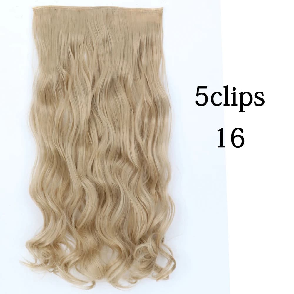 Extensions capillaires synthétiques longues et ondulées, postiche à 5 clips, postiche résistante à l