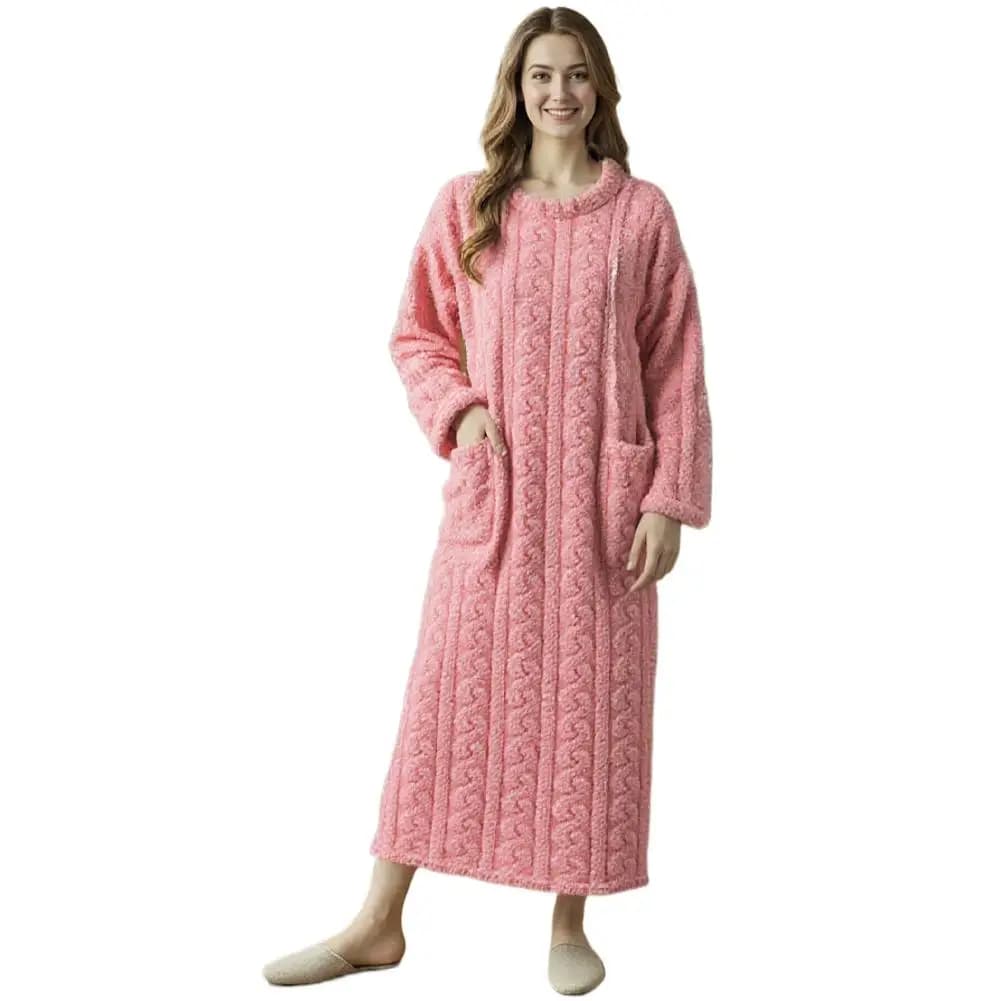 Chemise de nuit en polaire pelucheuse pour femme, pyjama chaud et confortable en peluche, décontract