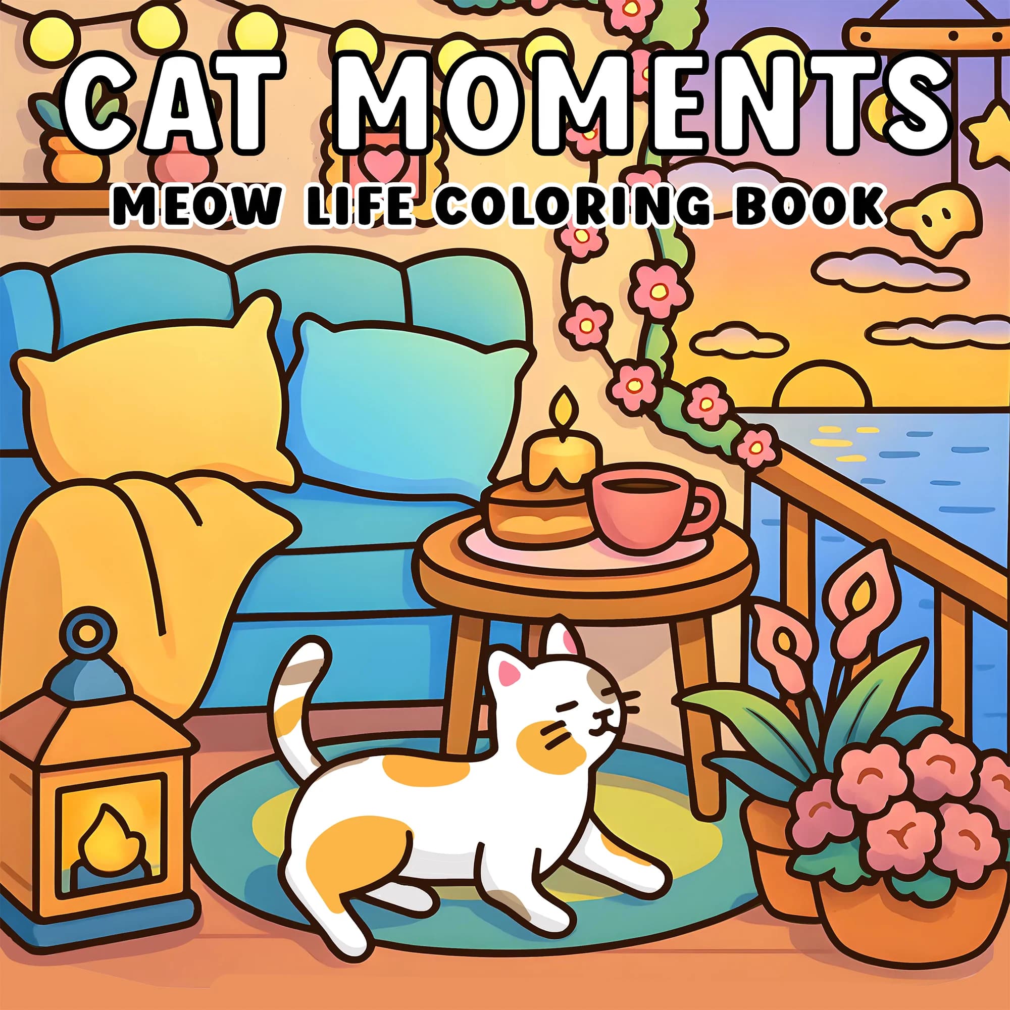 Livre de coloriage Heartwarming Cat Life - 24 pages d'amusement et de créativité |   Livre d'images 