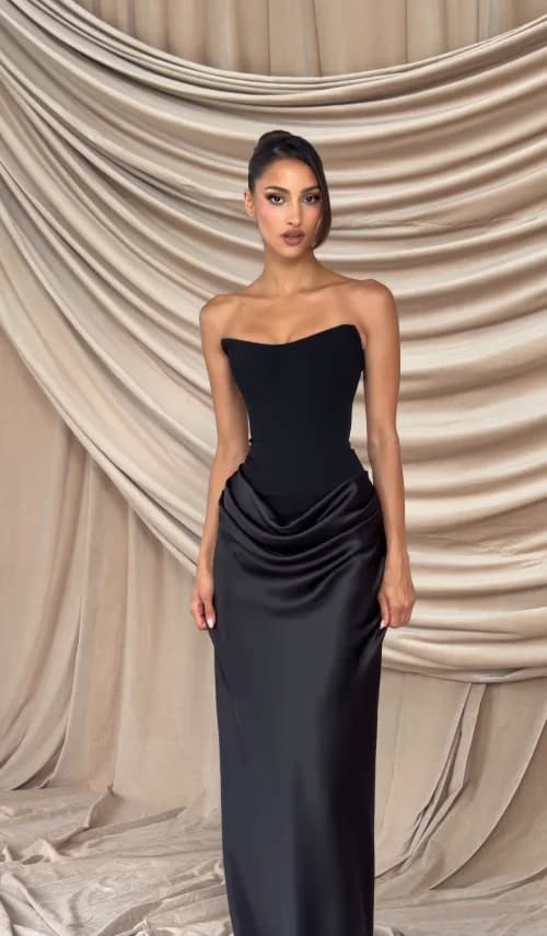 AsaNagi Robe longue sexy pour femme, épaules dénudées, dos nu, élégante, patchwork, sans bretelles, 