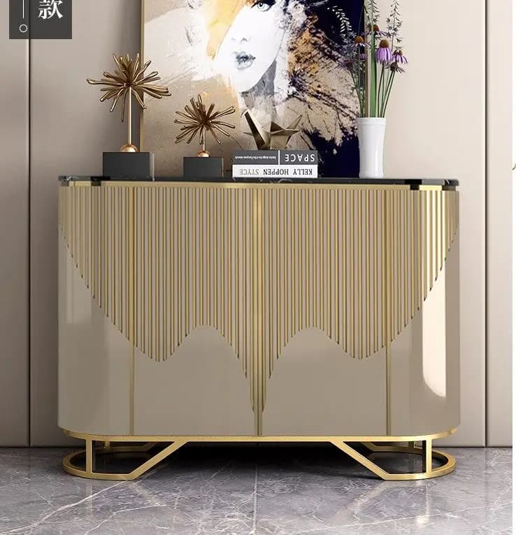 Meubles de rangement étroits de luxe pour salon, style classique français doré, gain de place, mobil