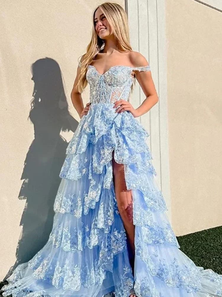 Robes de bal longues sexy personnalisées pour femmes 2026, avec appliques en dentelle, à volants, lo