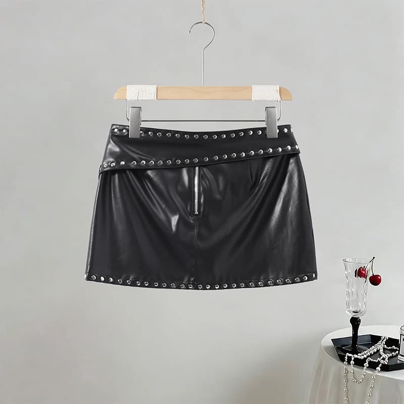 Ensemble 2 pièces pour femme, style urbain, en daim, coupe ajustée, avec veste à rivets à manches lo