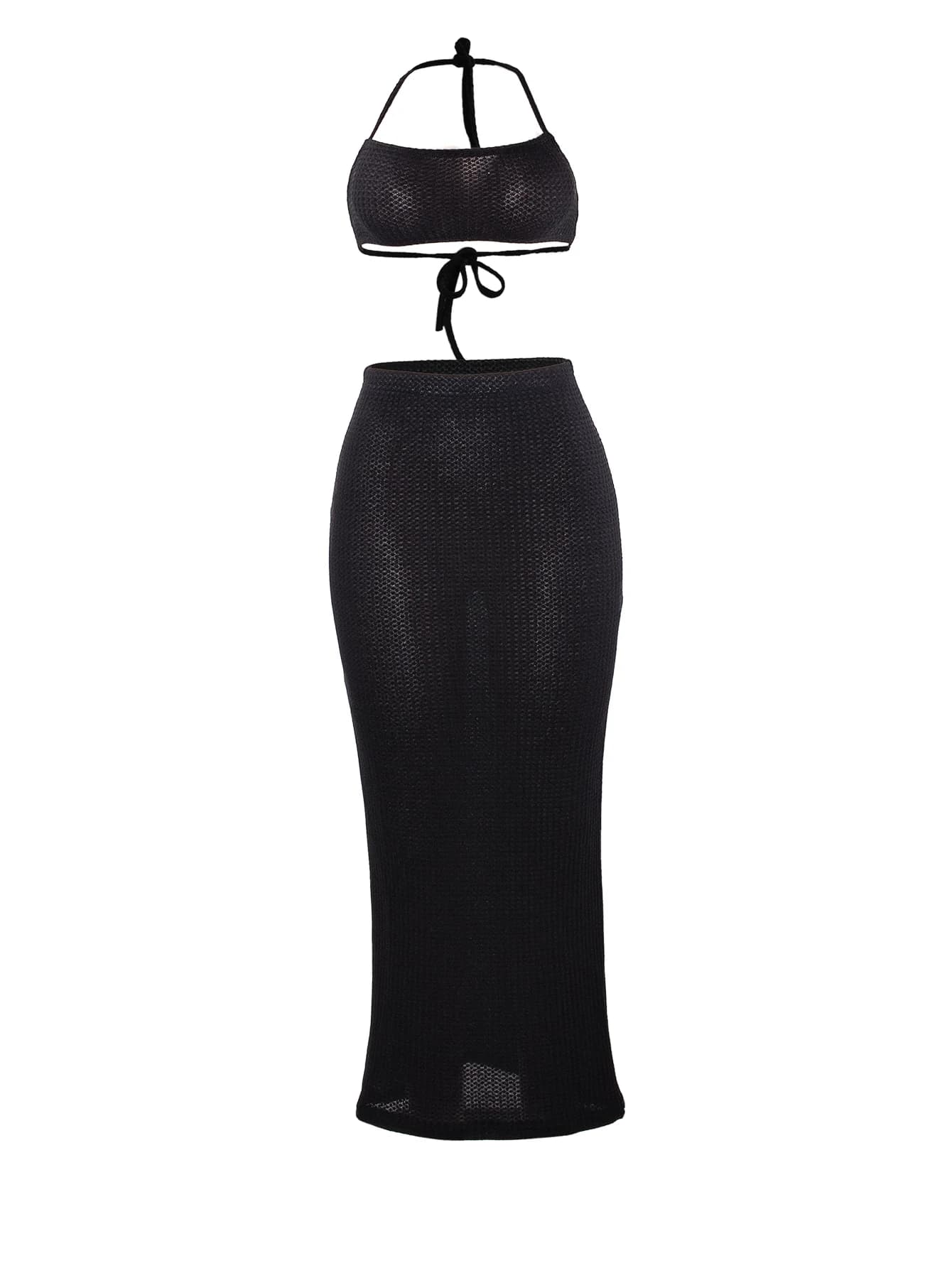 Ensemble jupe longue 2 pièces pour femmes, haut tubulaire sans bretelles, jupes Maxi moulantes, tenu