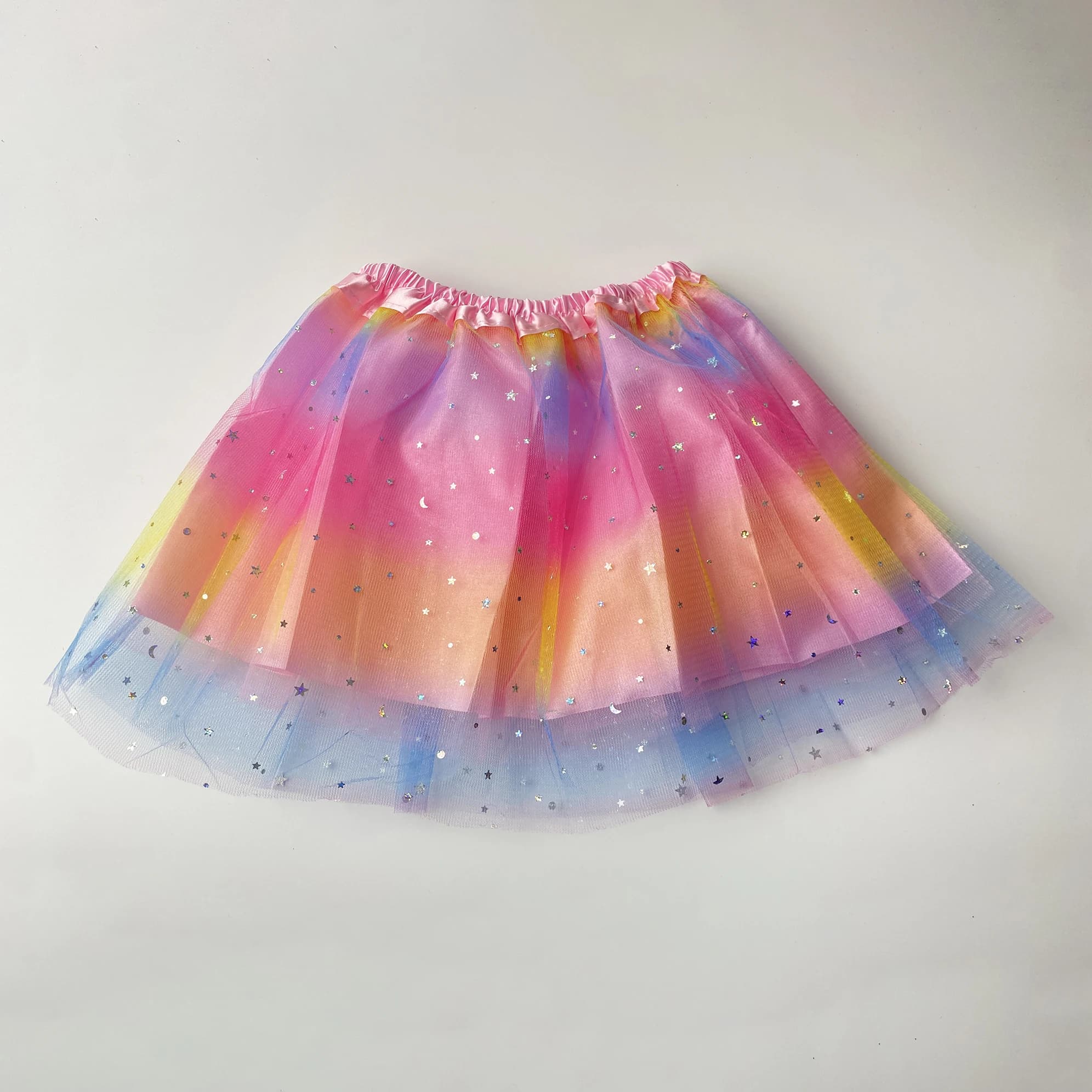 Jupe Tutu étoile lune scintillante pour filles, rose, violet, bleu, jaune, rose, rouge, longueur 30c