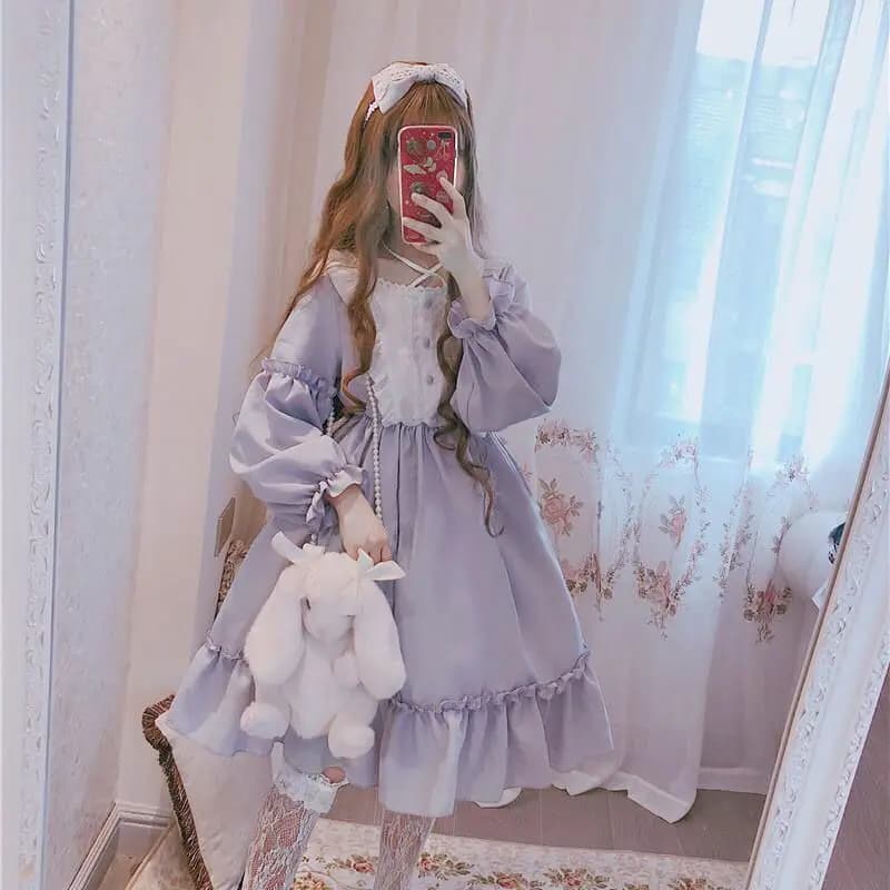 Robe Lolita Gothique Japonaise avec Nministériels d Papillon pour Femme, Robe Princesse, Manches sul
