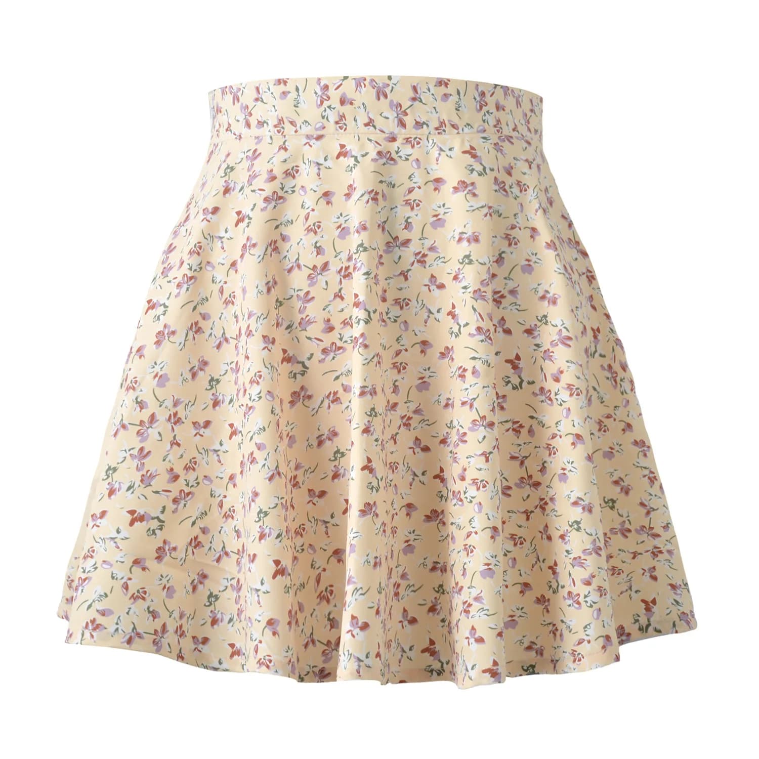 Jupe courte à imprimé floral pour femmes, jupe plissée, fermeture éclair, taille moyenne, douce et é