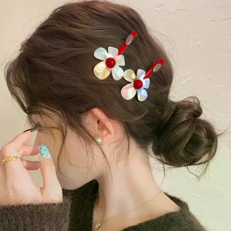 Pince à cheveux dégradée à motif floral, barrettes élégantes pour frange latérale, accessoires de lu