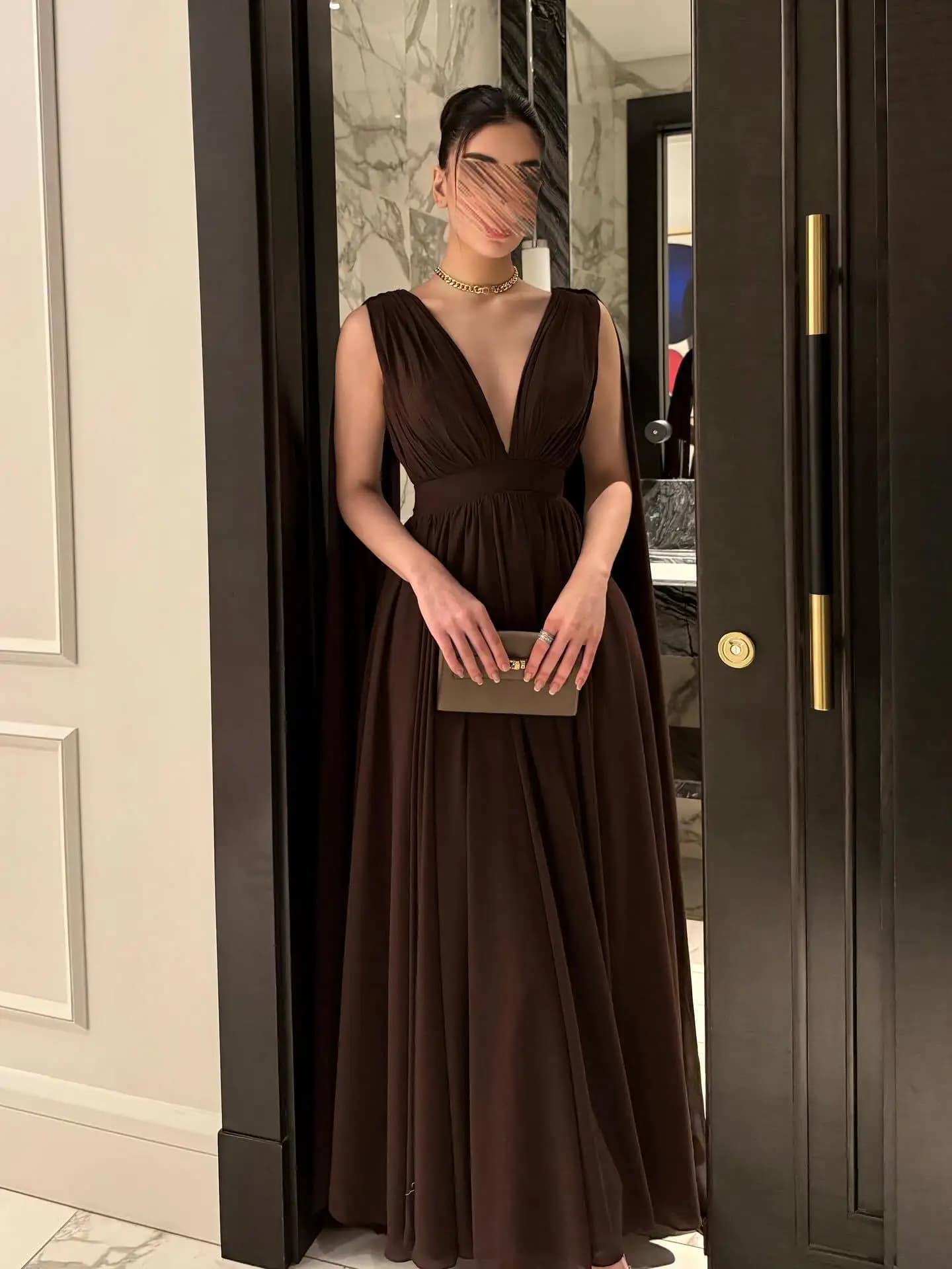 Robe élégante en mousseline de soie, dos nu, nouveau Style, mode femme, col en V profond, longue, sa