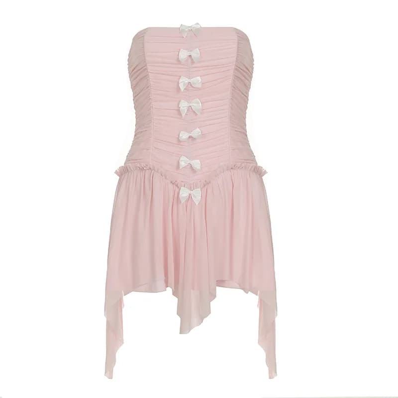 2026 maille couture sangle taille courte bustier tubulaire jupe Sexy épaules dénudées irrégulière Mi