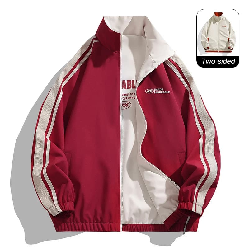 Veste réversible coupe-vent à manches longues pour hommes et femmes, haut de couple double face, ves