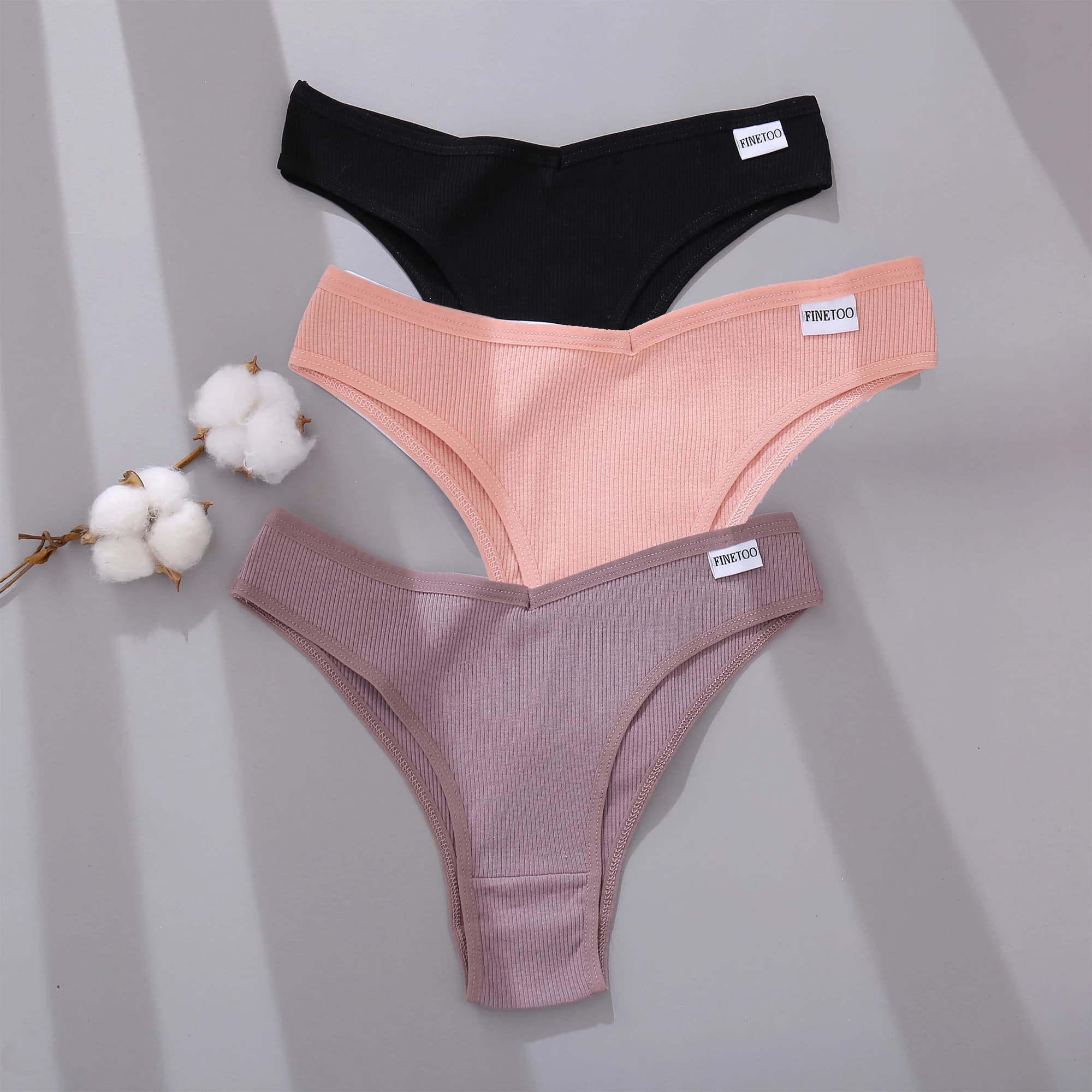 FINETOO 3/5 pièces coton culotte brésilienne culotte femme Sexy taille V t-back sous-vêtements femme
