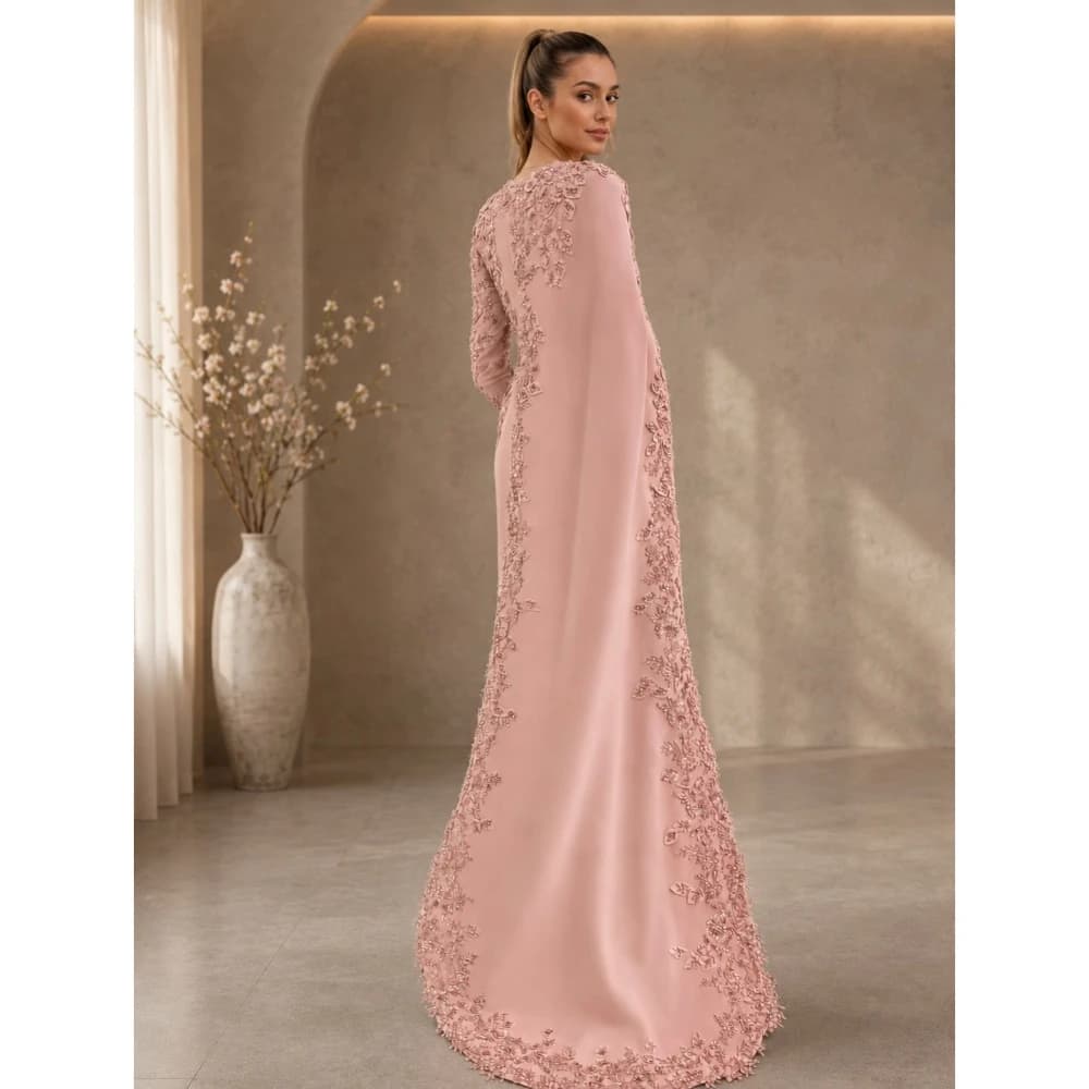 Robes de bal droites en jersey pour femmes, longueur au sol, avec appliques exquises, robes de soiré
