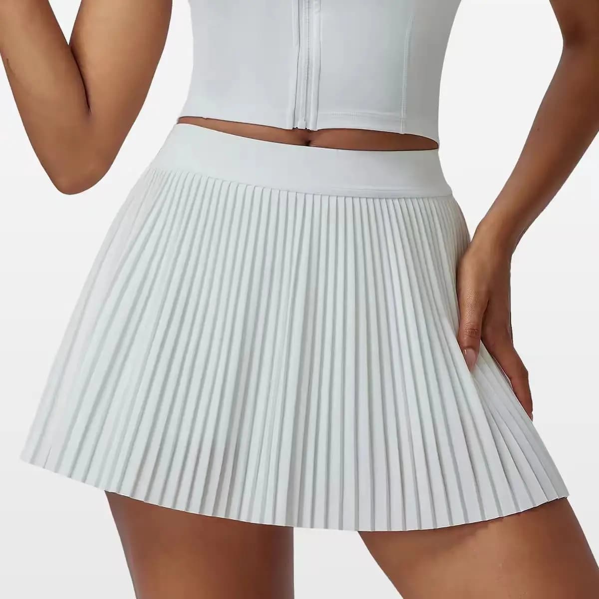 Jupe plissée de tennis pour femme, été 2026, 2-en-1, anti-transparence, avec short intégré, mini-jup