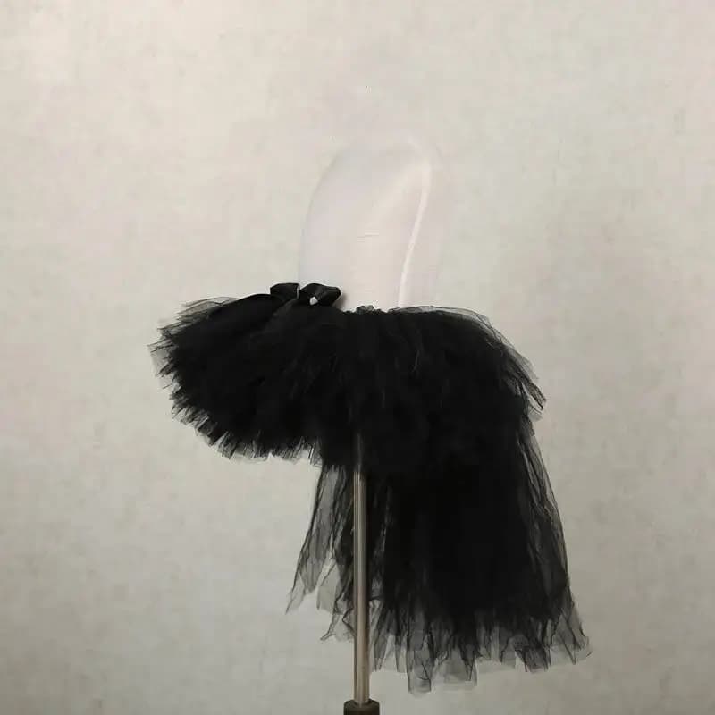 Jupes traînantes noires solides pour filles, jupe Tutu avec queue, princesse fille, Tutus de fête mo