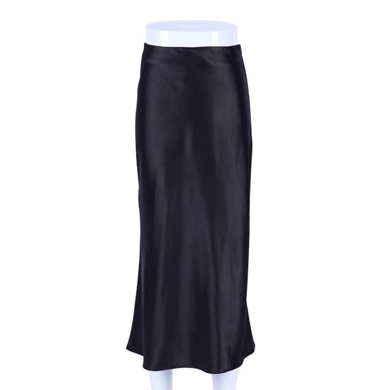 2025 élégant solide violet Satin soie jupe femmes taille haute été jupe longue nouvelles dames burea