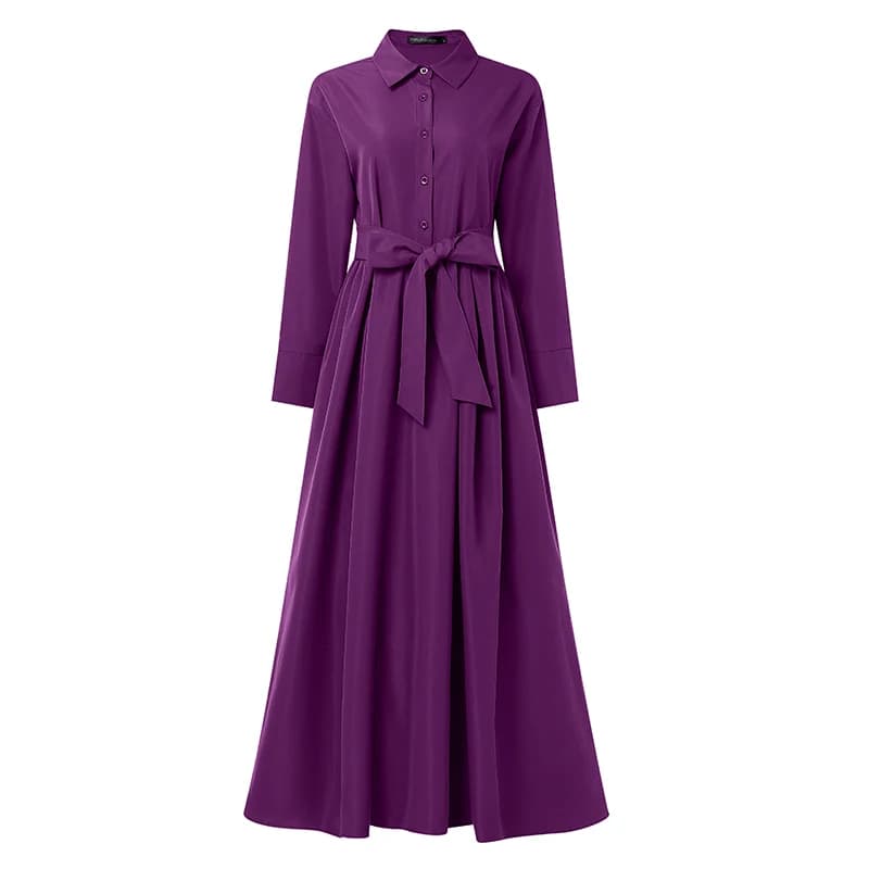 Robe de travail élégante ZANZEA à col revers et manches longues pour femme, collection Printemps 202