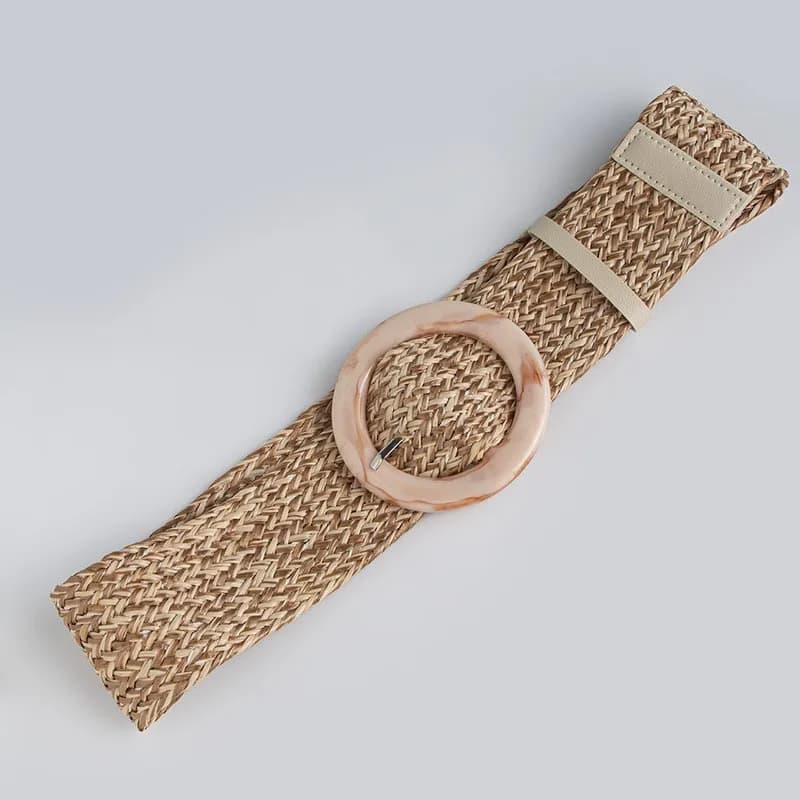 Ceinture tissée de style bohème pour femme, vacances naturelles, large, non commandée, ceinture PP e