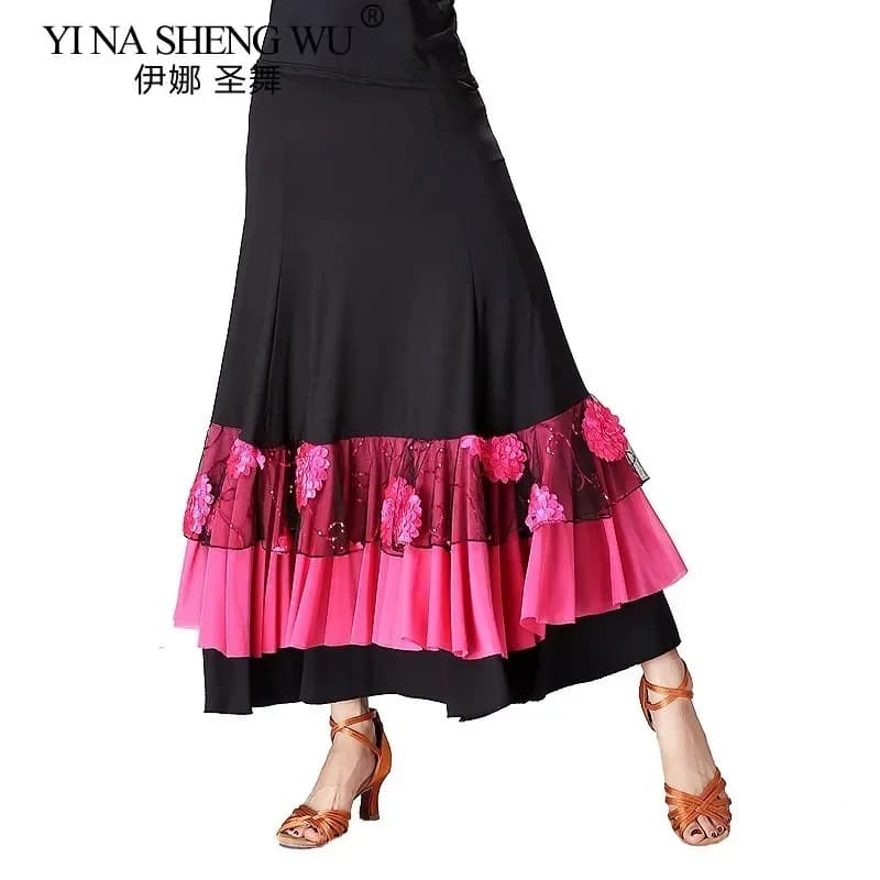 Jupe de danse Flamenco pour femmes, robe à volants pour salle de bal, Costume d'entraînement pour ad