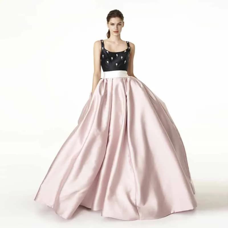 Jupe Maxi rose pâle de qualité supérieure avec poches, jupe longue de soirée en taffetas Extra bouff