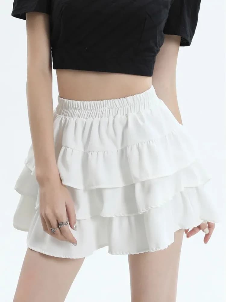 Mini jupes plissées blanches pour femmes, coupe trapèze, taille haute, couleur unie, mode coréenne, 